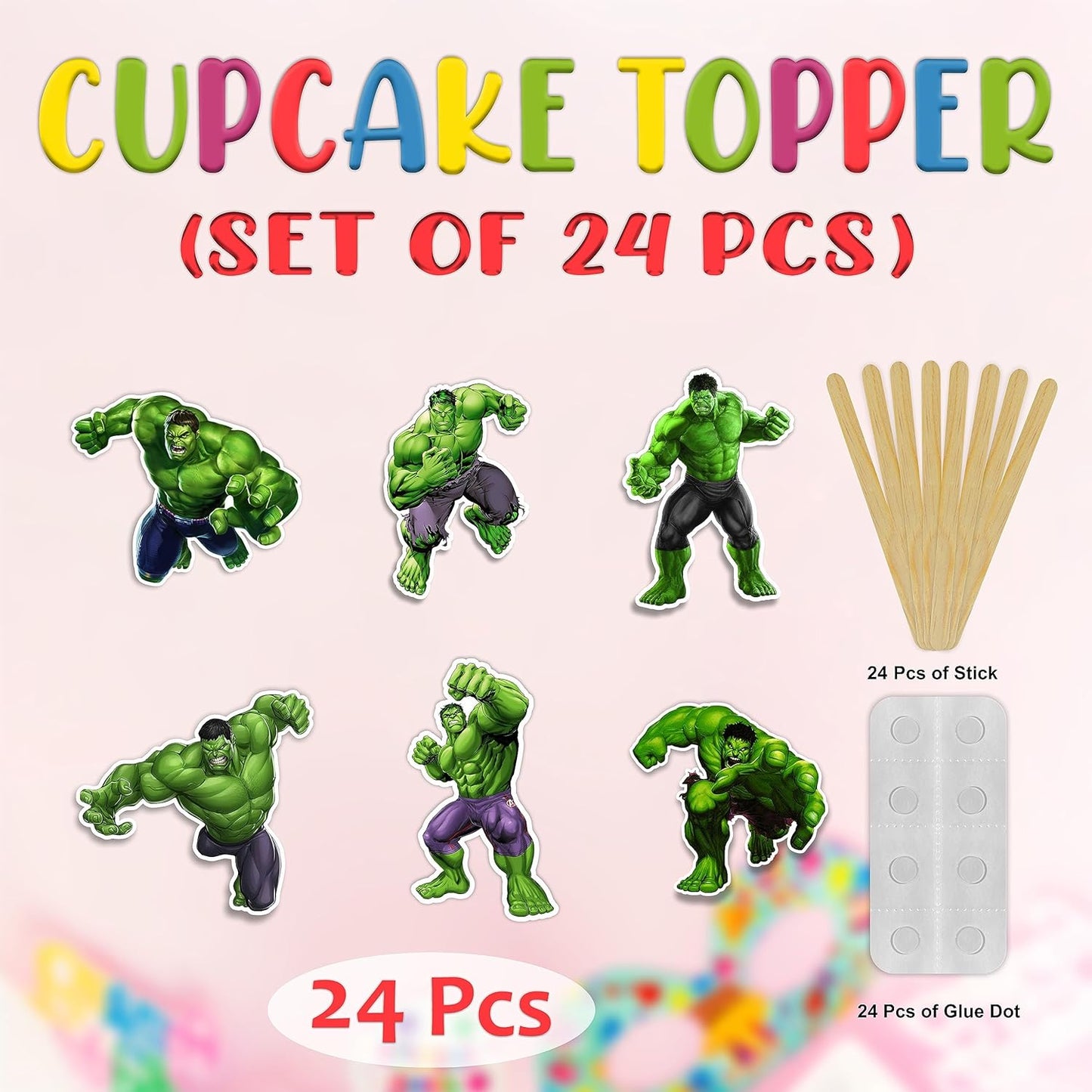 "Hlk Cupcake Topper – Superhero Theme Birthday Party Decoration – Cartoon Character Cupcake Picks for Birthday Party, Boys and Girls Superhero Theme Celebrations, Cake Decoration, and Party Supplies"