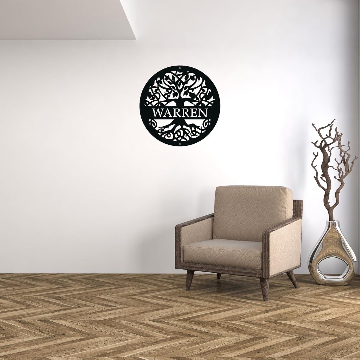 Personalized Tree of Life Metal Sign, Custom Last Name Signs Family Monogram, Made in USA