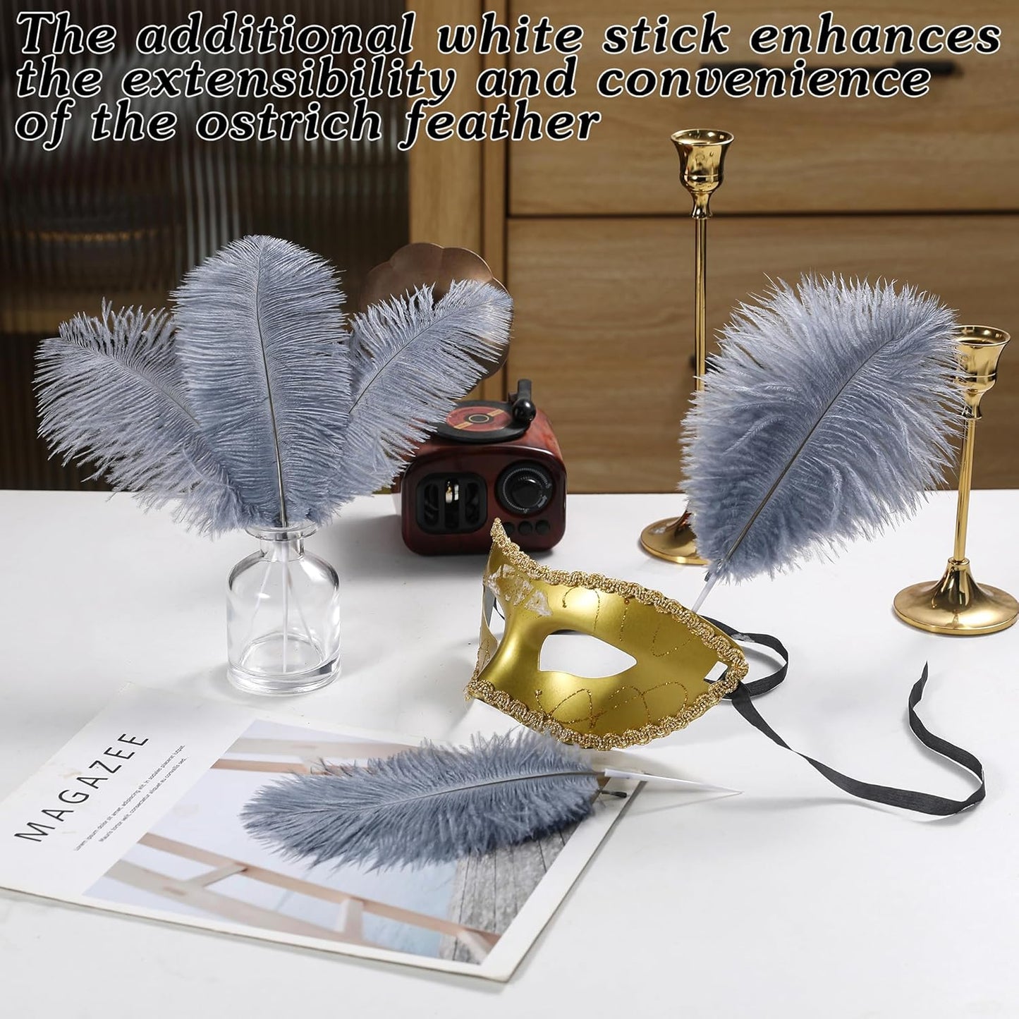 SOGUGOM Grey Craft Ostrich Feathers - 30PCS 8-10 inch Ostrich Feathers Kit for Centerpieces, Kindergarten Crafts, Dream Catchers and DIY Projects(Grey)