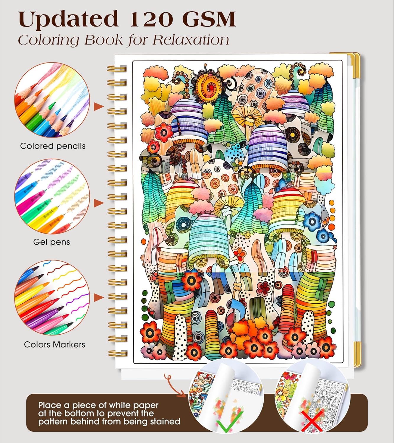 Adult Coloring Book for Women-Hardcover Spiral Bound Coloring Books for Adults Relaxation 8.5 * 11, 30 Healing Landscapes Pattern, Anxiety, Stress Relief & Relaxation Gifts for Women, 120GSM Paper