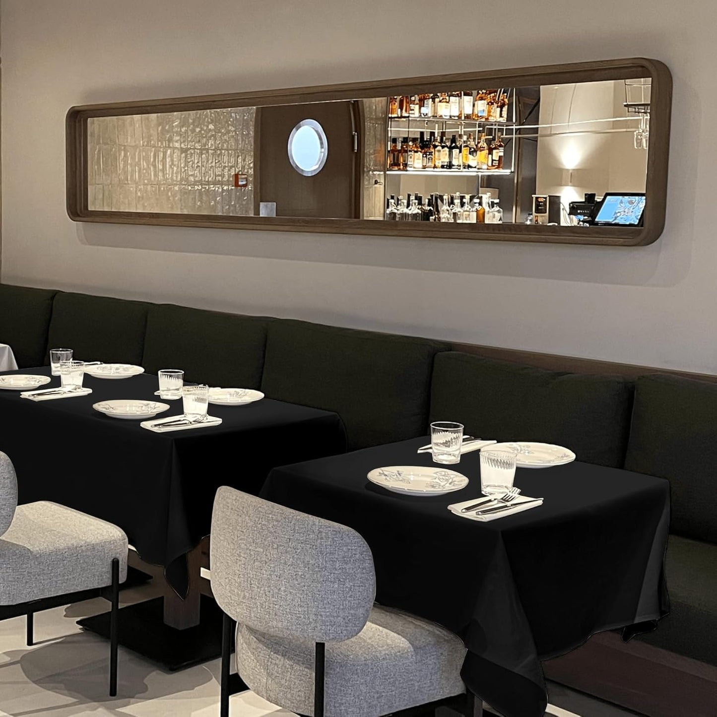 sancua Small Square Tablecloths 2 Pack - 36x36 Inch - Black Table Cloth for Square or Round Tables, Washable Polyester Fabric Table Cover for Nightstand End Bedside Tables