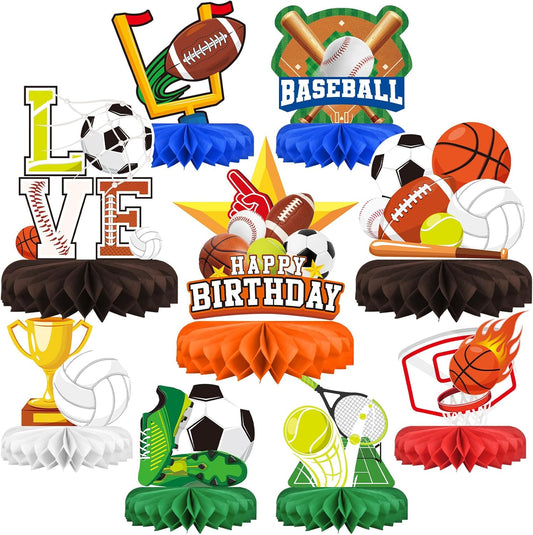 Sports Themed Party Decorations Kit - Honeycomb Centerpiece for Sports Birthday Party Decorations& Favors