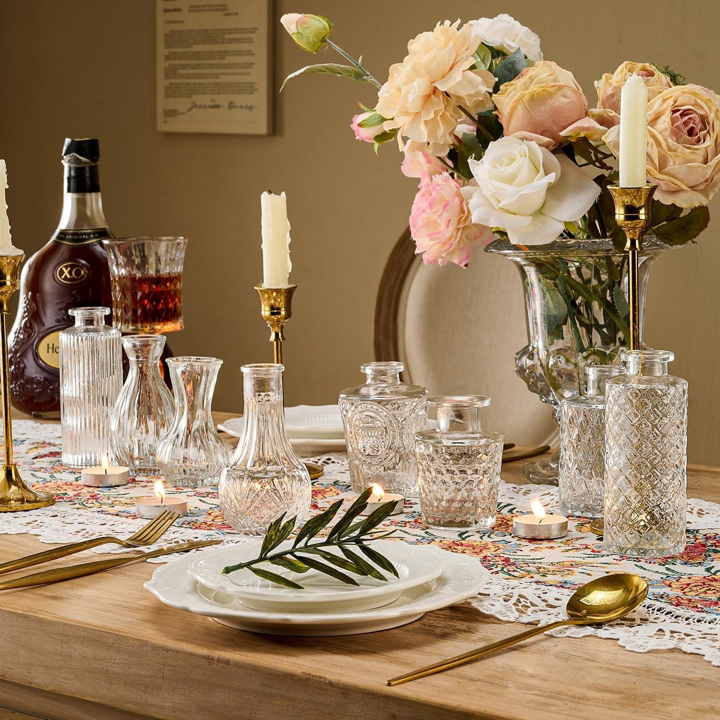 Glass Bud Vase Set of 76 Pcs Small Minimalist Vases for Flowers, Vintage Rustic Home Decor for Table Centerpiece Wedding Party, Modern Clear Aromatherapy Bottle for Living Room Bedroom