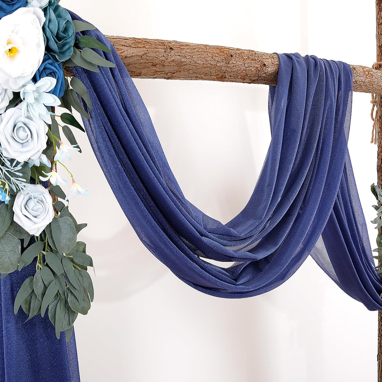 Wedding Arch Draping Fabric Navy Blue Sheer Wedding Backdrop Curtains for Party Ceremony Arch Stage Decorations 2Panels