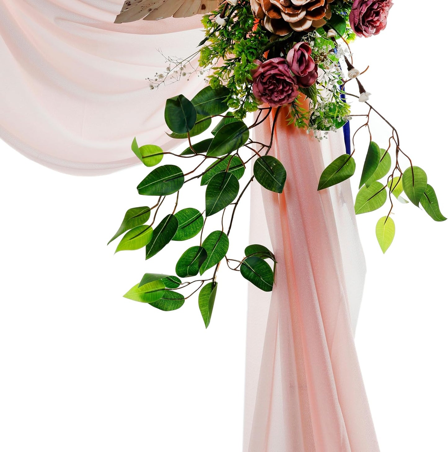 VDS Pack of 1 Panel (30 Inch X 100 Feet) Wedding Arch Draping Fabric Sheer Chiffon Fabric Drapery for Wedding Ceremony Reception Swag Backdrop Canopy Chuppah ARBO Altars Decoration (Dusty Rose)