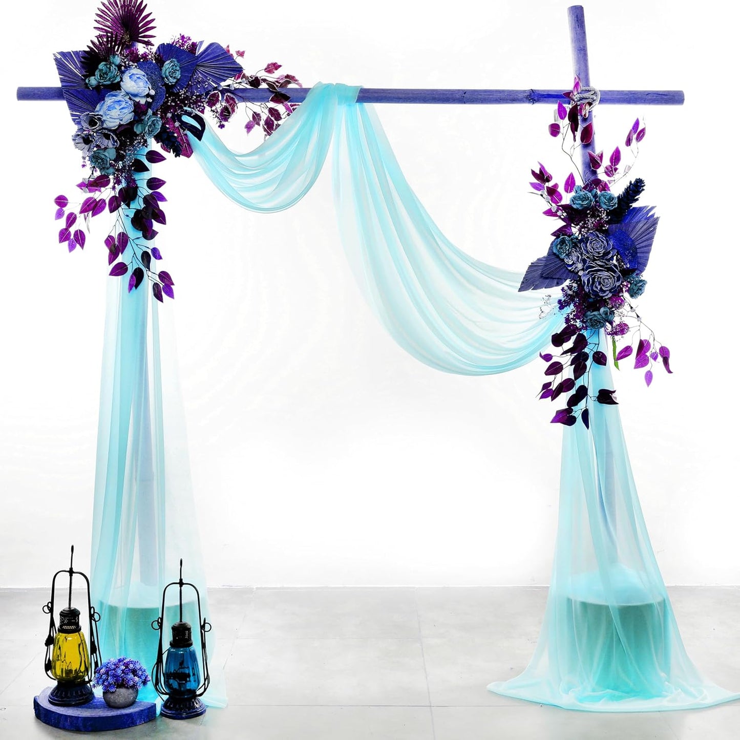 VDS Pack of 2 Panel (30 Inch X 40 Feet) Wedding Arch Draping Fabric Sheer Chiffon Fabric Drapery for Wedding Ceremony Reception Swag Backdrop Canopy Chuppah ARBO Altars Decoration (Teal)