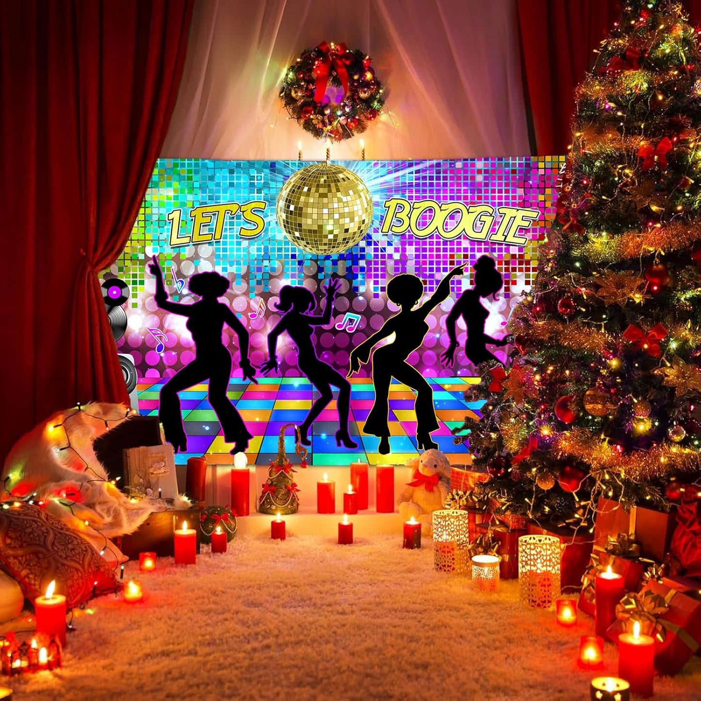 Disco Backdrop 7 x 5 ft Retro Glow Party 70s 80s 90s Theme Stage Dance Background Disco Party Decoration Disco Ball Banner Dance Backdrop for Birthday Party Prom Portrait Photo Props Polyester, Multi
