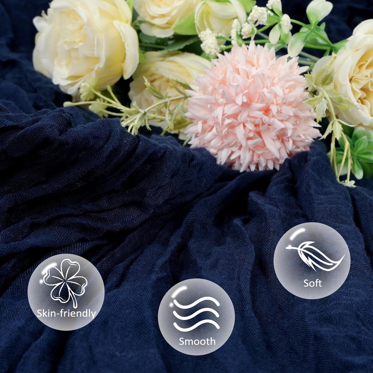 6 Pack Navy Blue Cheesecloth Table Runner 10ft Boho Gauze Fabric Cheese Cloth Table Runner 35 x 120 Inch Rustic Sheer for Romantic Wedding Decor Baby Shower Party Table Decoration