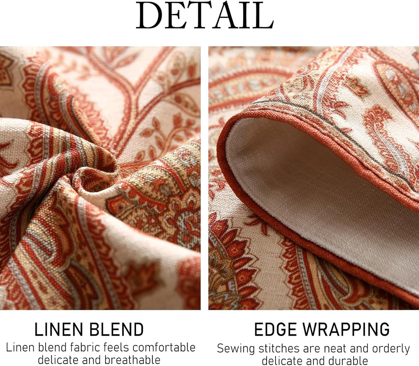 ISAENNE Designer Elegant Red Linen Table Runner 71 Inches Long,Vintage Paisley Pattern Durable Table Runners for Dining Tables,Thanksgiving,Kitchen Tables,Christmas,12"*71"-Chauffrey A