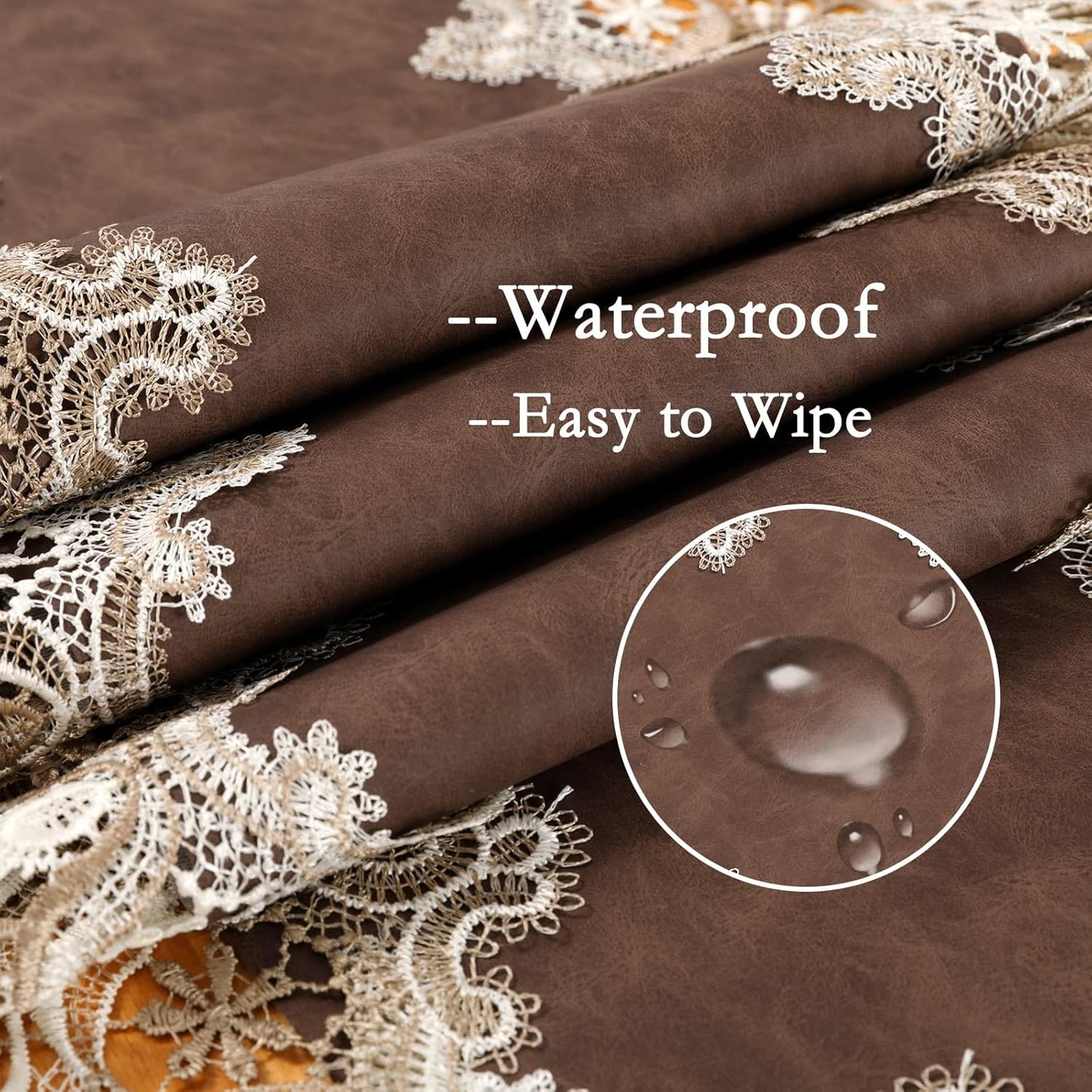 Vintage Lace Dining Table Runner, 108 Inches Macrame Coffee Table Runners for Kitchen Home Christmas Party Decorations (16x108 inch,Brown)