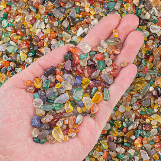 0.5 Lb/230g Colorful Agate Aquarium Fish Tank Gravel Rocks, Crushed Stone Crystal Chips Bulk Natural Gemstones Pebbles Irregular for Aquarium, Vase Fillers, Succulent Plants Decor