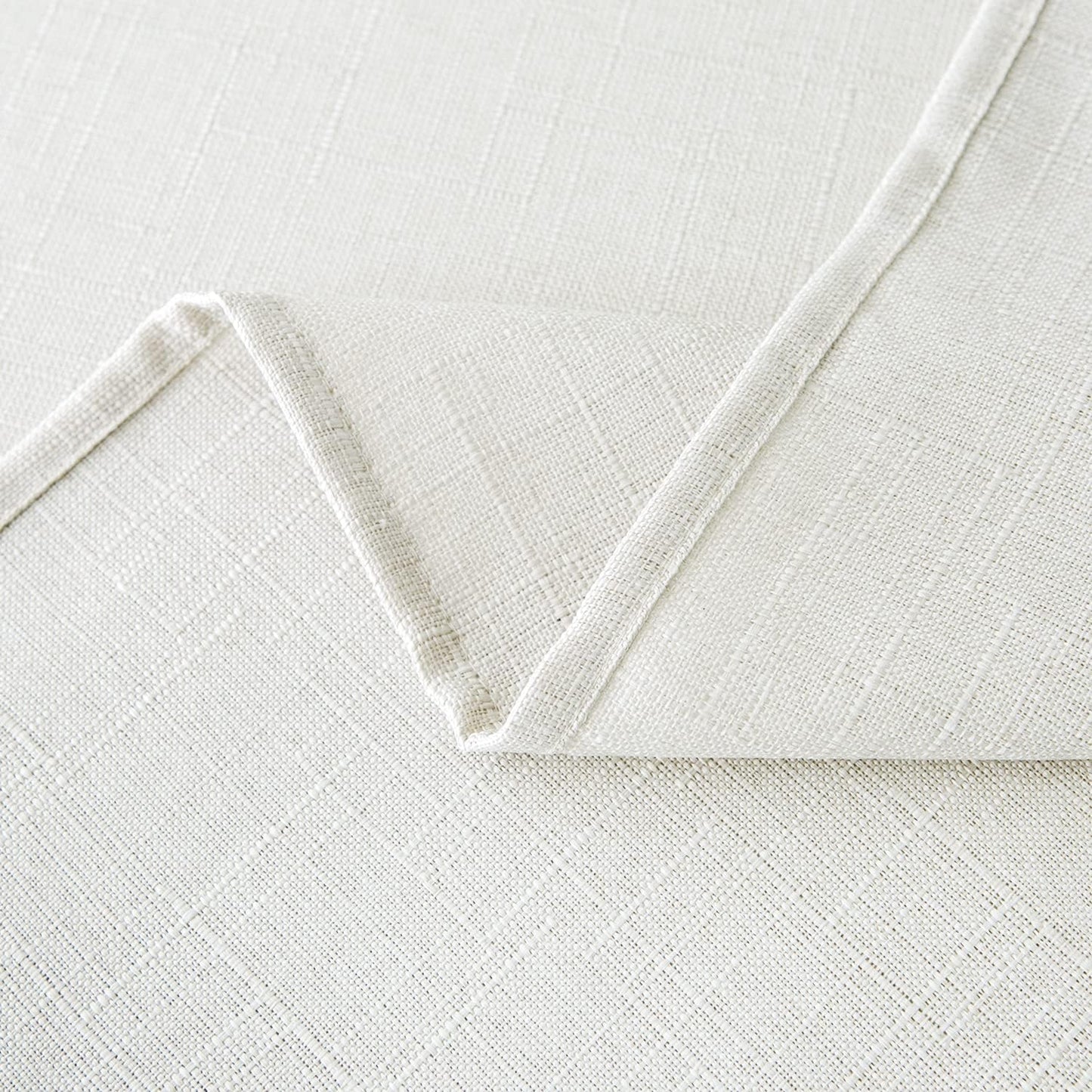 NLMUVW White Linen Tablecloth 84 Inch for Rectangle Table 6ft, Rustic Faux Linen Textured Table Cloth Cover Farmhouse for Party Kitchen Dining, 54 x 84 Inch