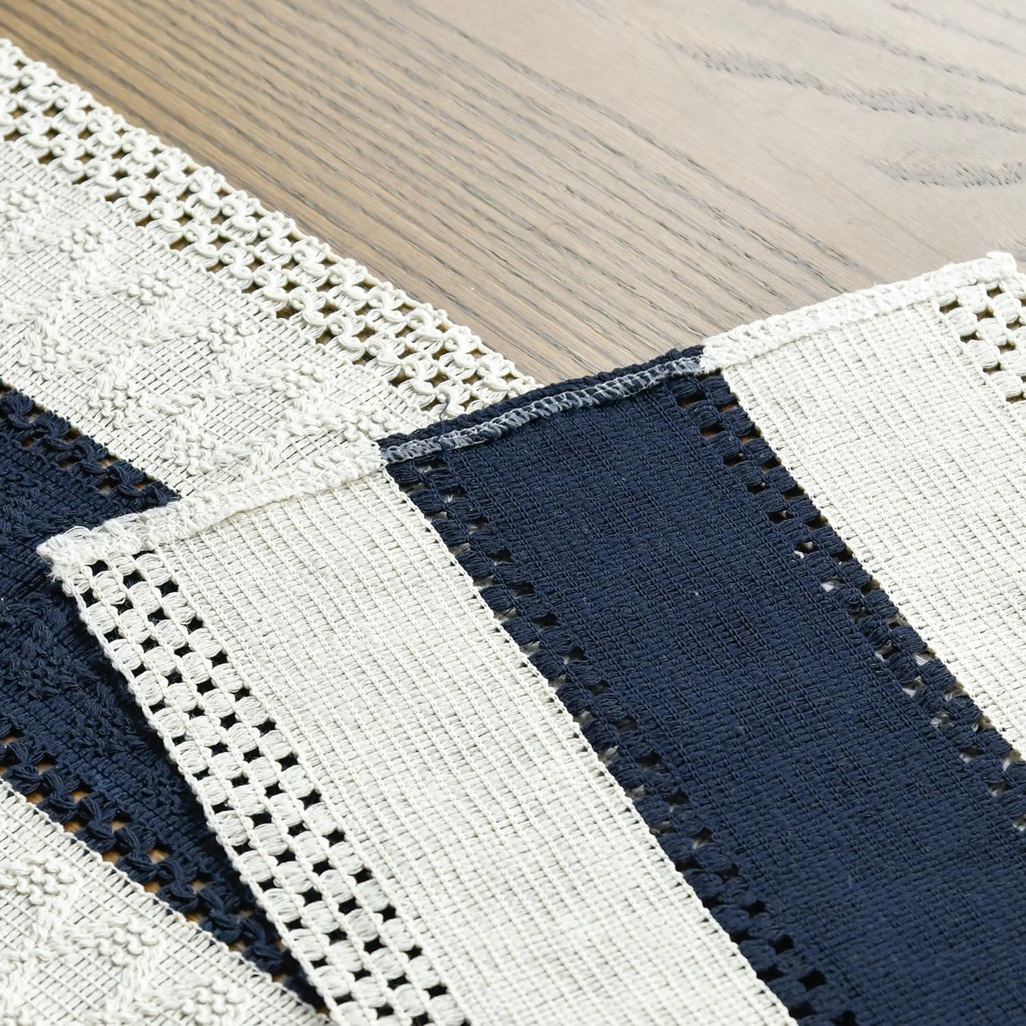 Artoid Mode Dark Blue Farmhouse Rustic Table Runner, Seasonal Holiday Hollow Kitchen Dining Table Decoration for Home Party Decor 12x120 Inch