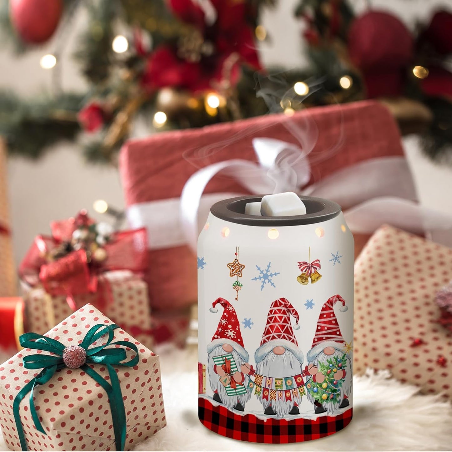 Pinata Christmas Decorations for Home, Gnomes Christmas Wax Warmer, Ceramic Wax Melt Warmer for Oil Candle, Xmas Decor for Living Room Kitchen Bathroom, Unique Women Relaxing Gifts