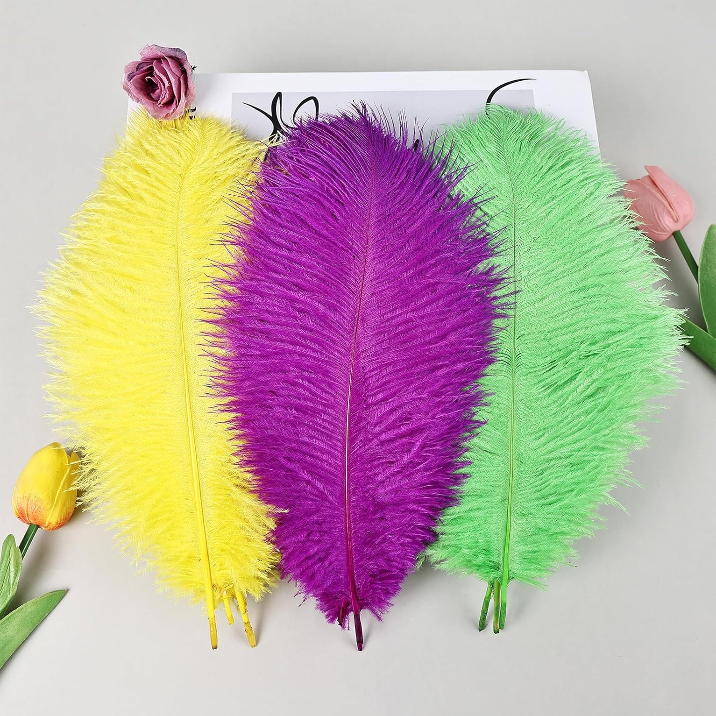 THARAHT Mix Colour Ostrich Feathers 24pcs Natural Bulk 10-12Inch 25cm-30cm for Wedding Party Centerpieces Easter Gatsbi and Home Decoration Feathers