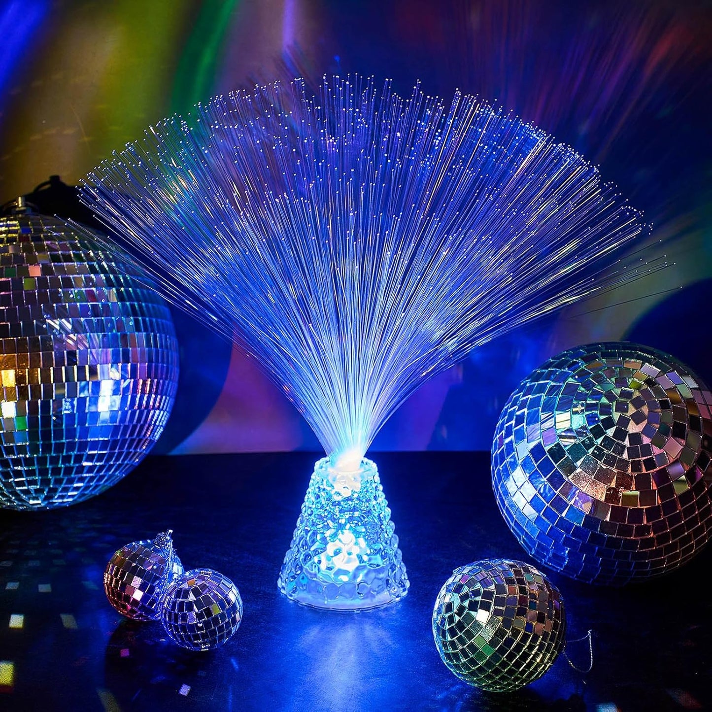 Patelai 10 Pcs LED Fiber Optic Lamp Color Changing Fiber Optic Night Light with Multicolor Glow Decorative Table Centerpiece for Sensory Bedroom Halloween Party Holiday Decorations (Crystal,Clear)