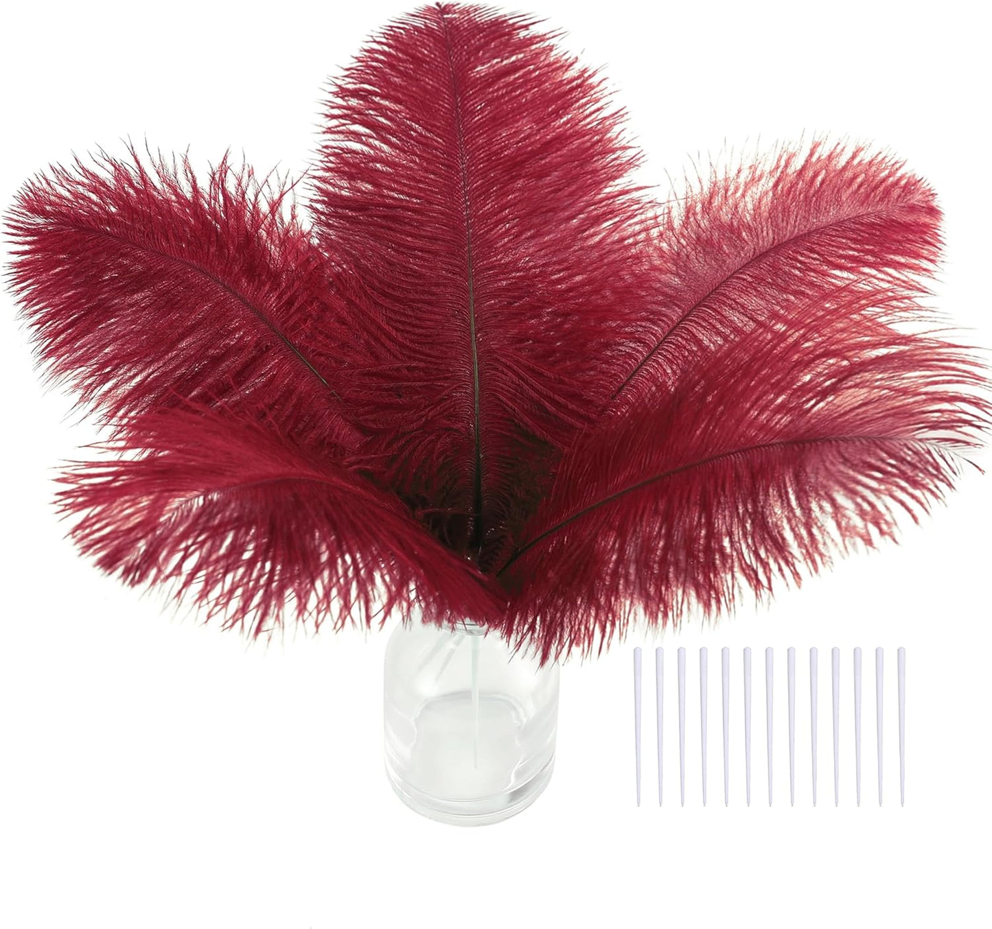 SOGUGOM Burgundy Craft Ostrich Feathers - 30PCS 8-10 inch Ostrich Feathers Kit for Centerpieces, Kindergarten Crafts, Dream Catchers and DIY Projects(Wine Red)