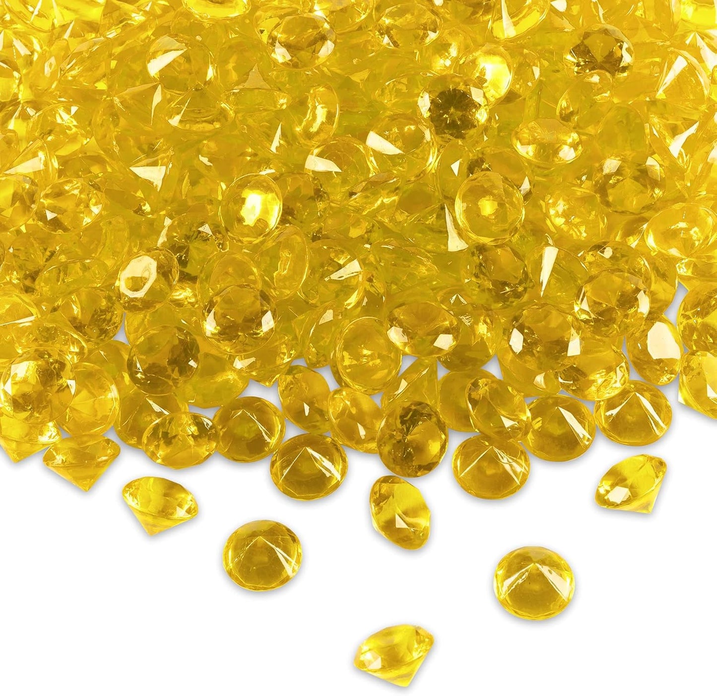 Super Z Outlet Acrylic Color Faux Round Diamond Crystals Treasure Gems for Table Scatters, Vase Fillers, Event, Wedding, Birthday Decoration Favor, Arts & Crafts (1 Pound, 240 Pieces) (Yellow)