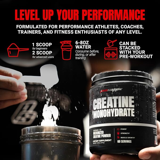 PROSUPPS Creatine Monohydrate Powder for Men & Women, Unflavored - 5000,mg of Micronized Creatine - Gym Workout Supplement for Muscle Gain & Recovery - Sugar-Free, Soy & Gluten-Free - 60 Servings