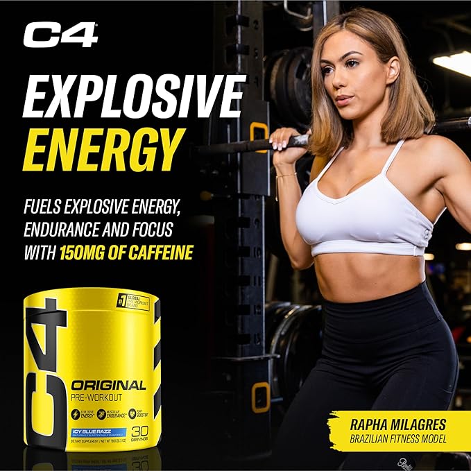 Cellucor C4 Original Pre Workout Powder ICY Blue Razz | Vitamin C for Immune Support | Sugar Free Preworkout Energy for Men & Women | 150mg Caffeine + Beta Alanine + Creatine | 30 Servings