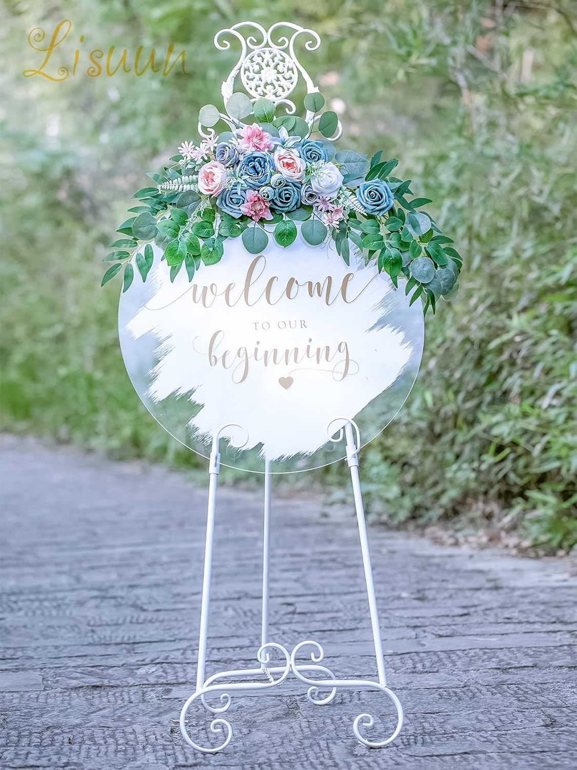 Wedding Arch Flowers, Artificial Flowers for Reception Backdrop and Welcome Ceremony Sign, Large Flower Swag for Dreamy Romantic Wedding Ceremony Floral Decor - Pack of 2
