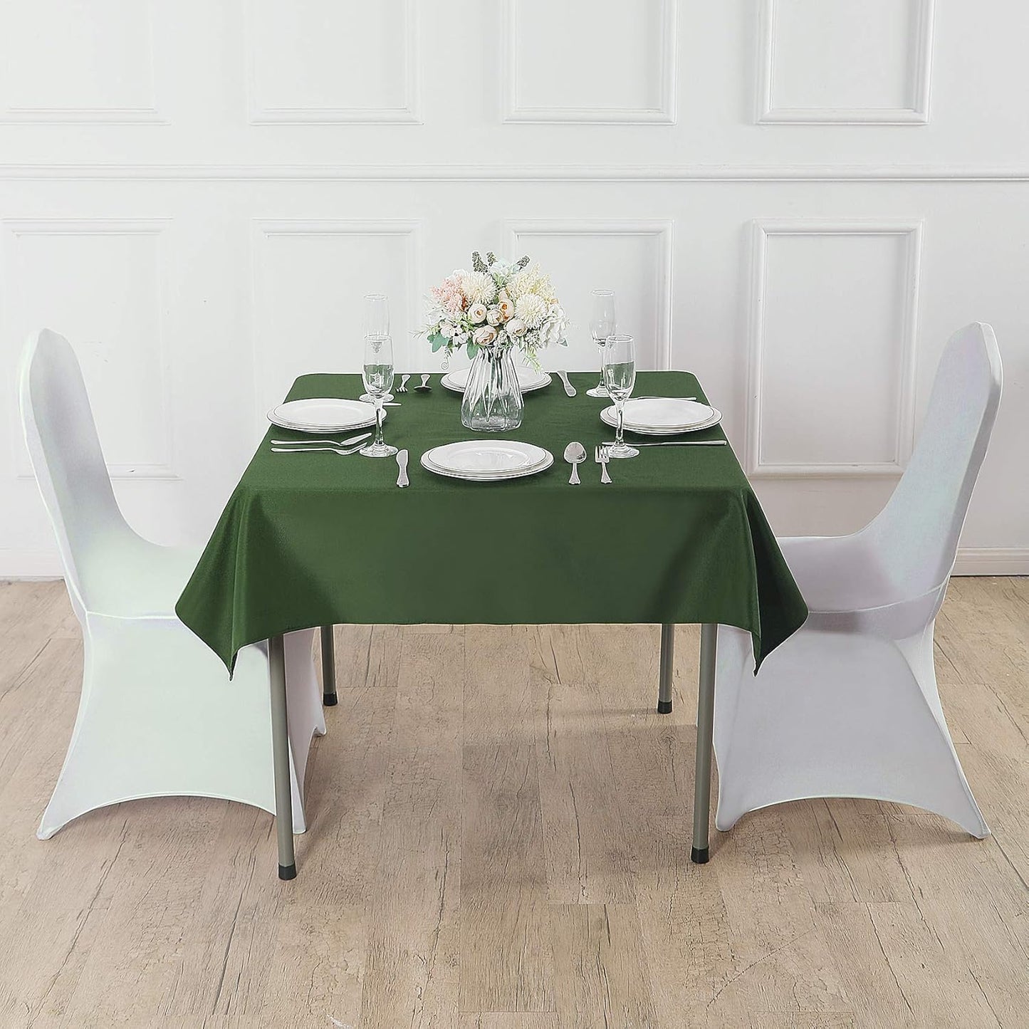 Cupuamon Square Tablecloth 90x90 inch Washable Polyester Fabric Table Cloth for Wedding Party Dining Banquet Decoration（90x90,Willow）