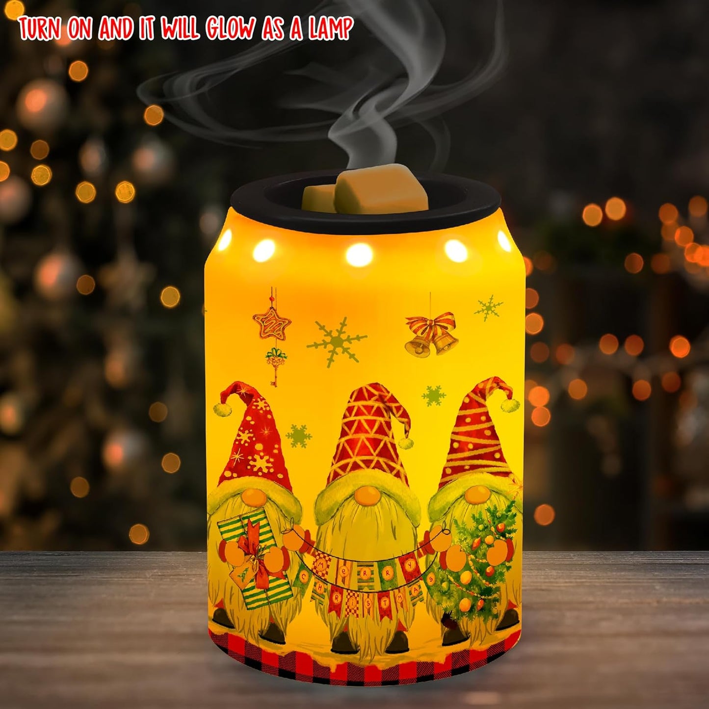 Pinata Christmas Decorations for Home, Gnomes Christmas Wax Warmer, Ceramic Wax Melt Warmer for Oil Candle, Xmas Decor for Living Room Kitchen Bathroom, Unique Women Relaxing Gifts