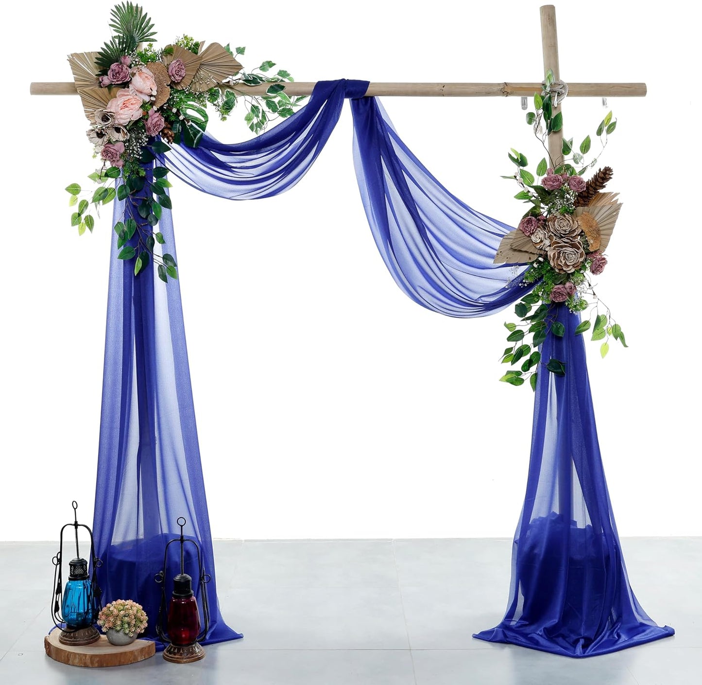 VDS Pack of 1 Panel (30 Inch X 20 Feet) Wedding Arch Draping Fabric Sheer Chiffon Fabric Drapery for Wedding Ceremony Reception Swag Backdrop Canopy Chuppah ARBO Altars Decoration (Royal Blue)