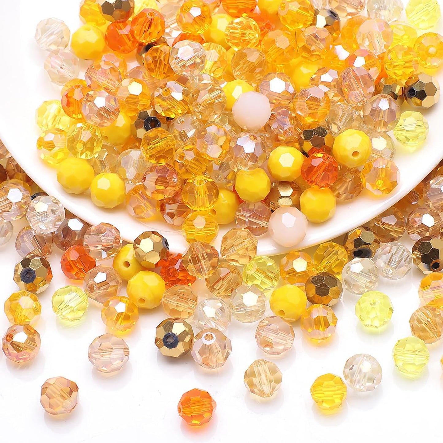 6MM Crystal Glass Beads - 200PCS Yellow Rondelle Series Round Crystal for Jewelry Making