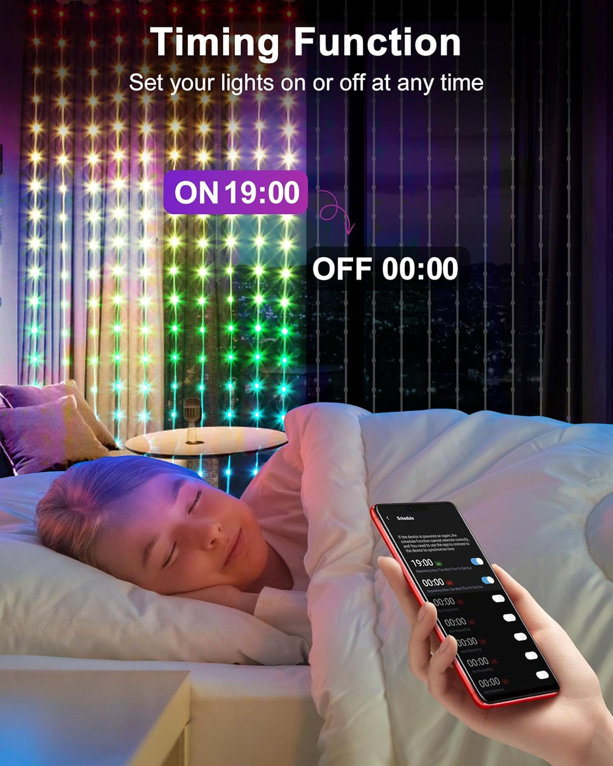 Brightown Smart Curtain String Lights App Controlled - 900 LED DIY Hanging Fairy Light Pattern and Text Programmable, Music Sync with Remote, Waterproof Smart Valentine's Party Lights Indoor Use