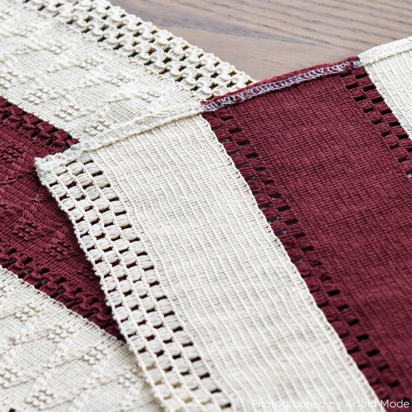 Artoid Mode Red Farmhouse Rustic Table Runner, Seasonal Holiday Hollow Kitchen Dining Table Decoration for Home Party Decor 12x60 Inch