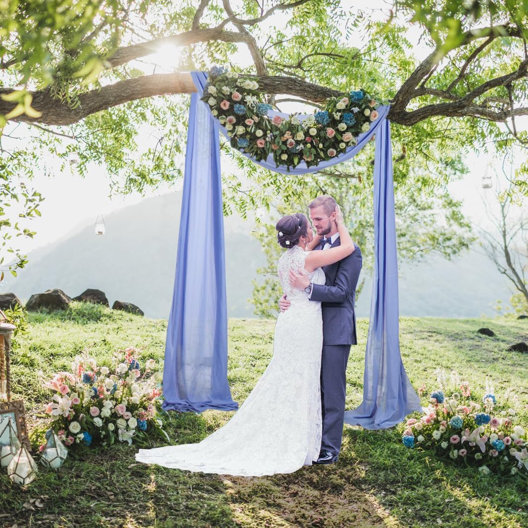 Periwinkle Color Wedding Arch Draping Fabric 20 Ft Wedding Arch Drapes 2 Panels Ceiling Draping Chiffon Wedding Arch Drapery Wedding Party Ceremony Arch Stage Decoration