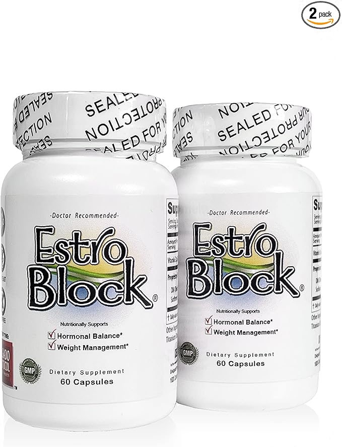 Estroblock - 2-Pack 120 Capsules Total - DIM & Indole 3-Carbinol for Natural Hormonal Hormone Balance, Acne - Anti Toxic Estrogen Aromatase Inhibitor Blocker. Vegan,Soy-Free, Dairy-Free, Non-GMO (2)