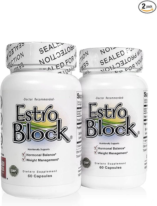 Estroblock - 2-Pack 120 Capsules Total - DIM & Indole 3-Carbinol for Natural Hormonal Hormone Balance, Acne - Anti Toxic Estrogen Aromatase Inhibitor Blocker. Vegan,Soy-Free, Dairy-Free, Non-GMO (2)