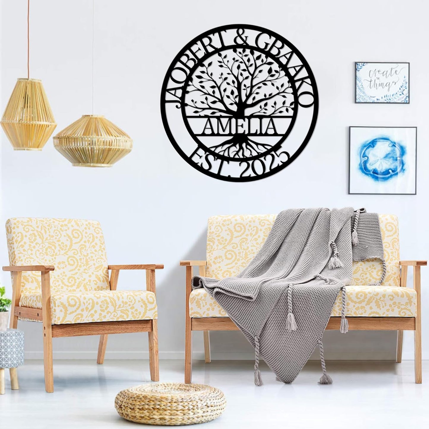 Custom Tree Of Life Metal Signs Wall Art, Personalized Family Last Name Outdoor Metal Signs, Wedding Gifts For Couple, Name Sign Customized Christmas Valentine's Day Housewarming Gifts