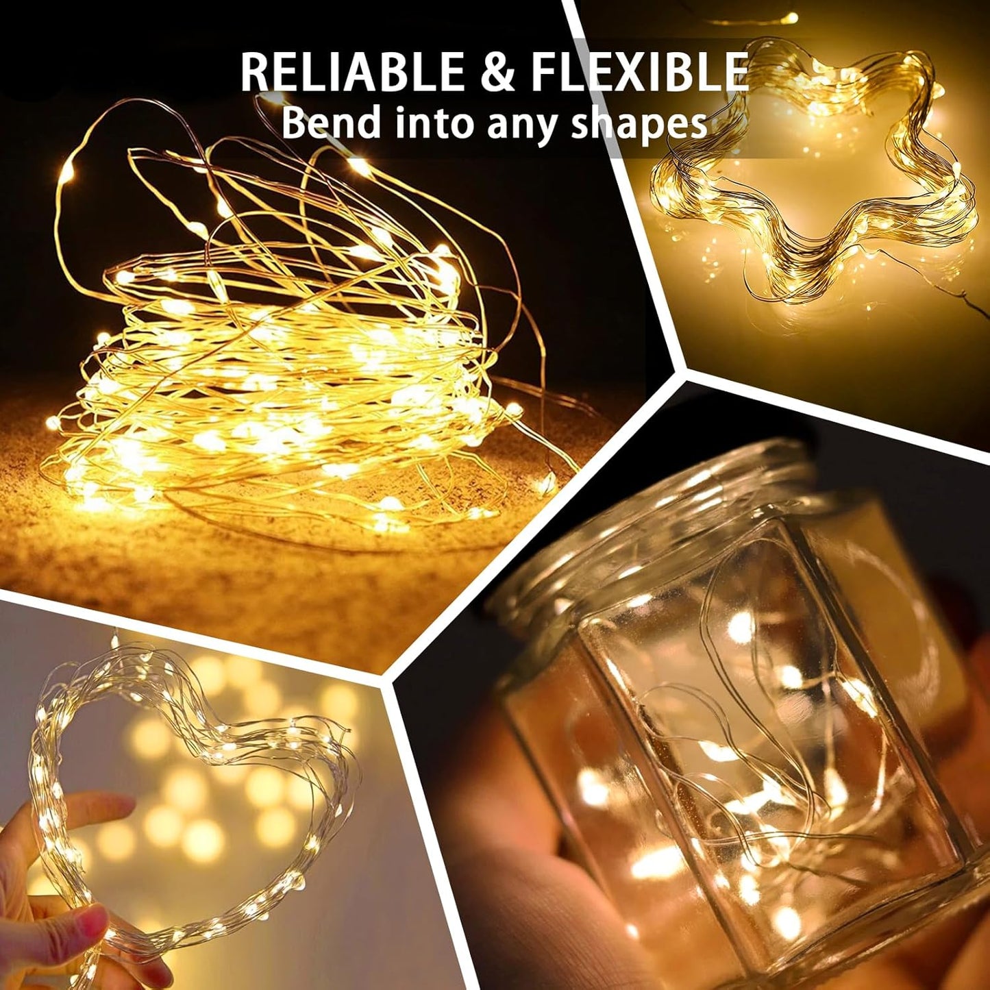 24 Pack Fairy Lights 7Ft 20 LED Twinkle String Lights 3 Modes Battery Operated Waterproof Firefly Starry for Mason Jar Party Wedding Christmas Valentines Day Table Centerpieces,Warm White