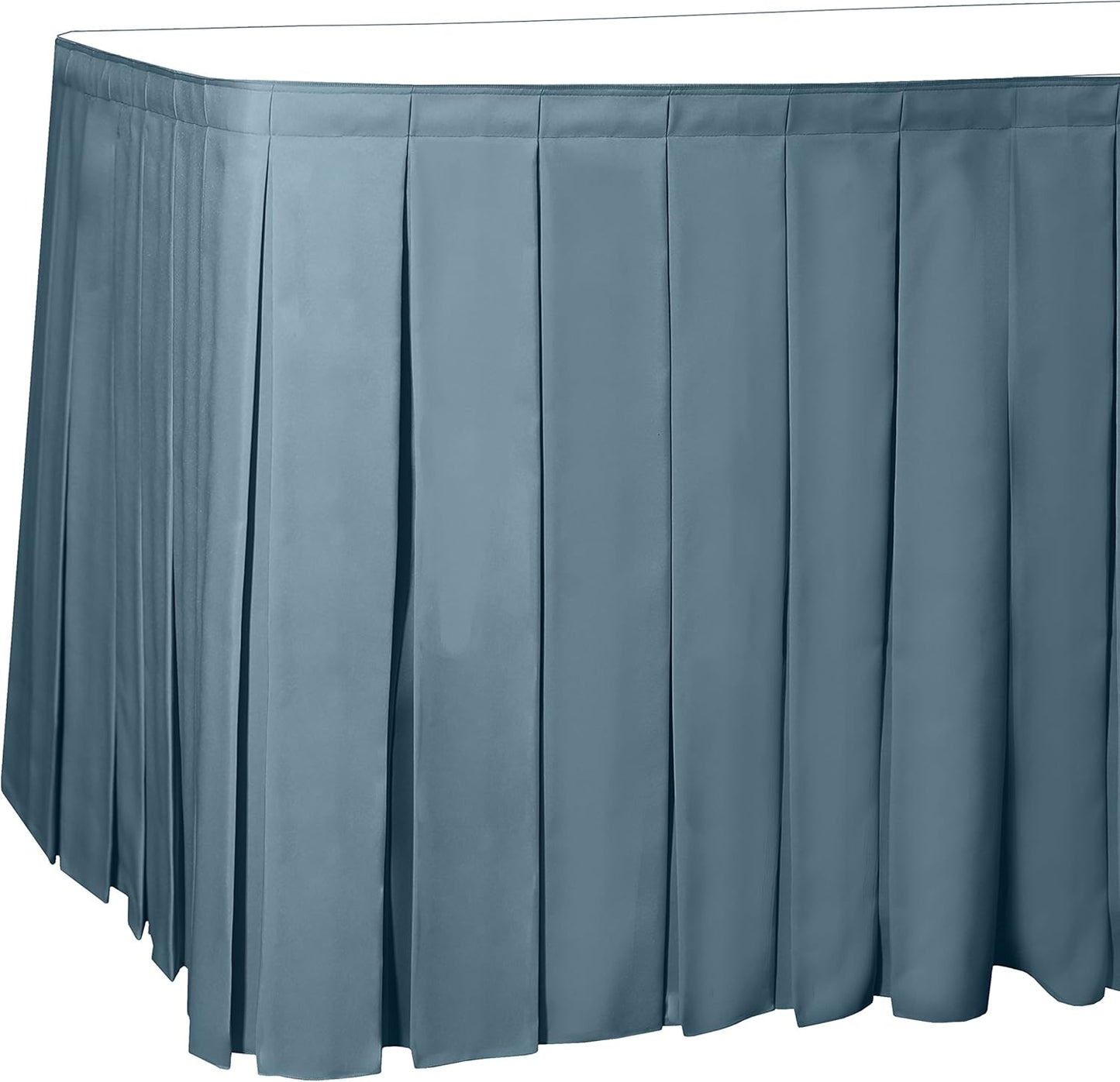 Ultimate Textile Pleat Polyester Fabric Table Skirt - Machine Washable Flame Resistant with Clips for Events, Weddings & Trade Shows, Cut & Sewn in Paterson, NJ - Slate, 14' Box Pleat