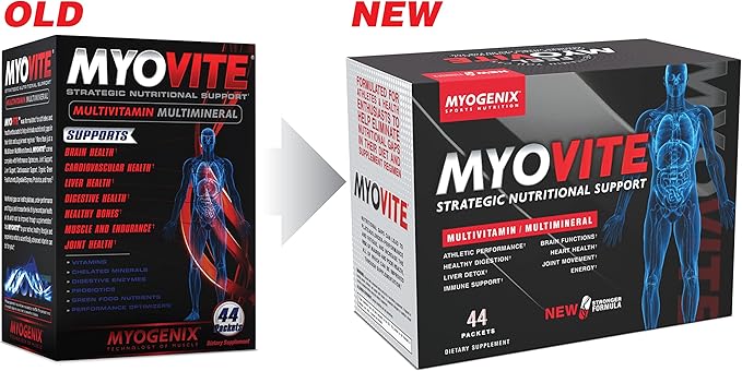 Myogenix Myovite Multivitamin – Daily Supplement – Designed for Athletes – Supports Joint, Heart, and Digestive Health – High Performance Vitamins for Men and Women – 44 Convenient Packets