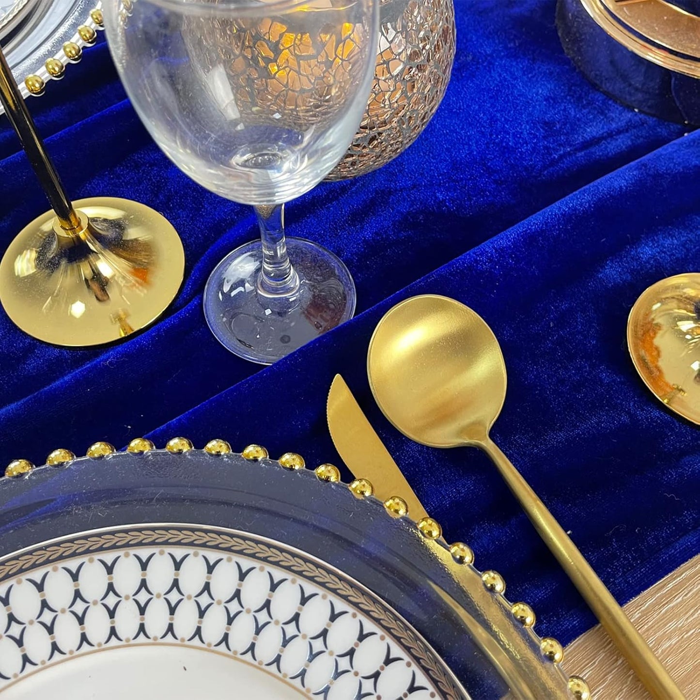 Luxurious Velvet Table Runner, 10ft Wedding Reception Decorations, 20x120inch Soft Velvet Fabric, Table Linen Overlay, Wedding Table Runners (Royal Blue, 20X120inch)