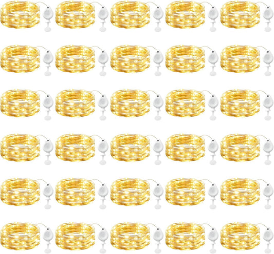 Brightown 30 Pack LED Fairy Lights Battery Operated String Lights, 7ft 20LED Waterproof Silver Wire String Lights, Firefly Starry Moon Lights for Mason Jars DIY Christmas Wedding Party Bedroom