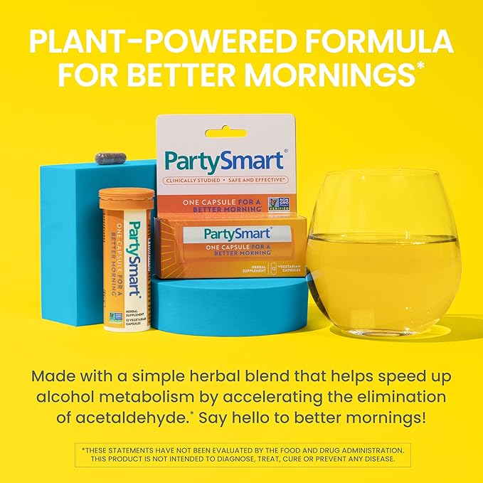 Himalaya PartySmart, One Capsule for a Better Morning, Plant-Based, Liver Support, Better Morning After Drinking, Clinically Studied, Non-GMO Project Verified, 12 Capsules