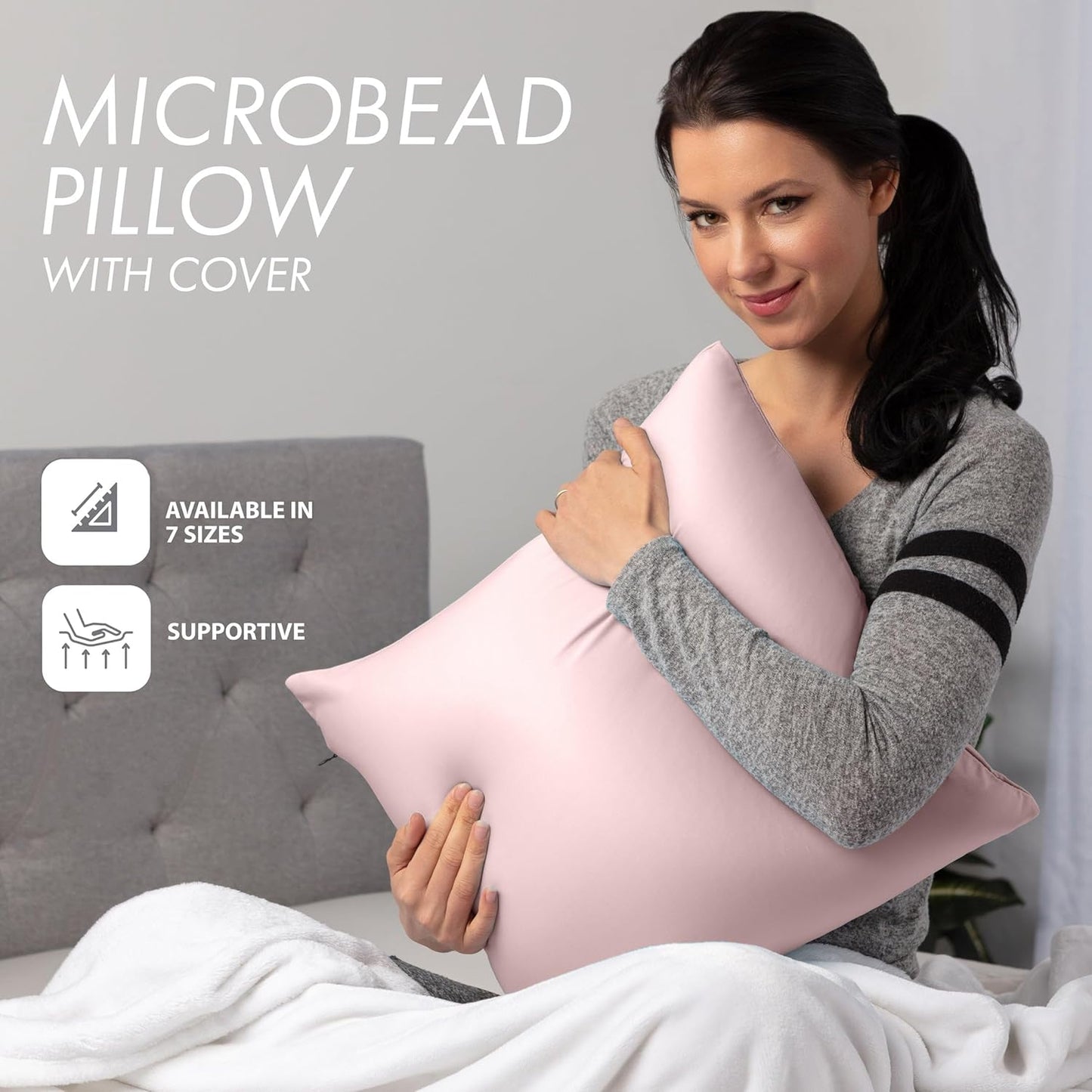 PILLOWY 12" x 20" Throw Pillow - Cream Peach: 1 PCS Luxurious Premium Microbead Pillow with 85/15 Nylon/Spandex Fabric. Forever Fluffy, Outstanding Beauty & Support. Silky, Soft & Beyond Comfortable