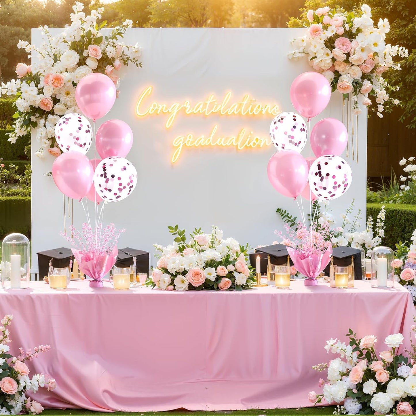 4 Set Pink Balloon Table Centerpieces for Birthday Parties, Balloon Stand Kit with Pink Balloons for Table Decoration