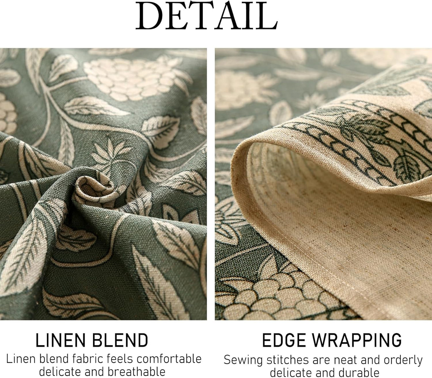 ISAENNE Designer Grayish Green Linen Small Round Tablecloth,Floral Stain Resistant Table Cloth,Fall Vintage Decor Tablecloths for Dining Thanksgiving Kitchen Party,Diameter 55"-Andrew A