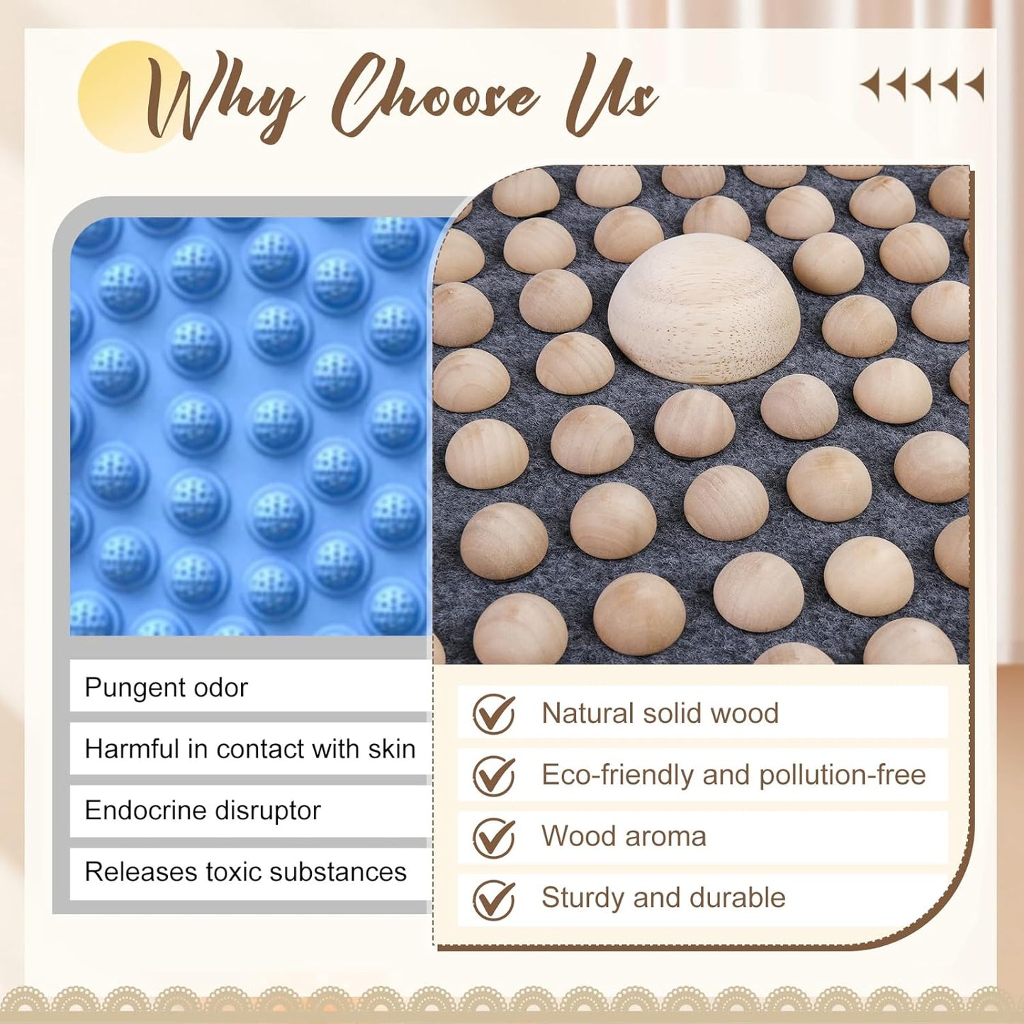 1 Pcs Wood Foot Acupressure Mat - Ergonomic Foot Massager Mat for Feet Relax, Wood Massage Tool -Foldable Pressure Point Pad for Long Sitting Elderly Students and Office Workers