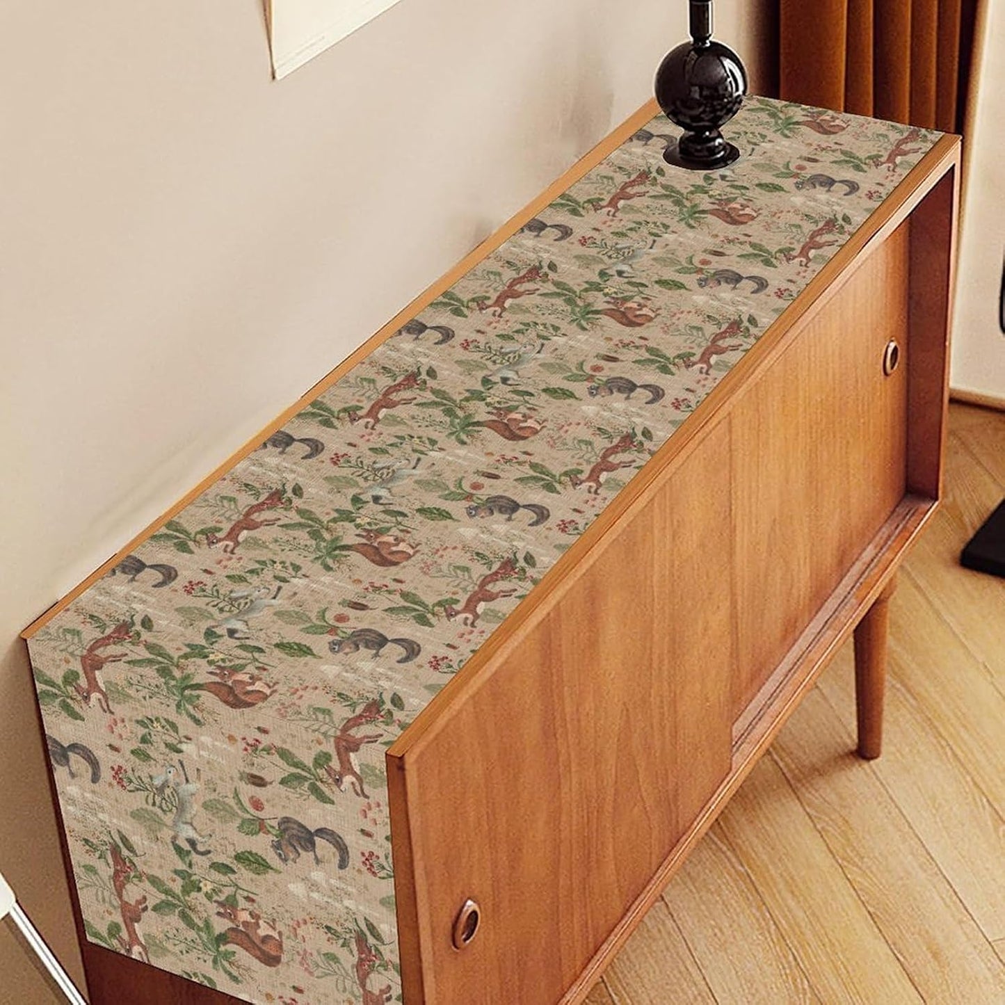 Rustic Woodland Table Runner, Farmhouse Forest Animals Country Lodge Wild Hunt Deer Rabbits Table Center Decor for Home Kitchen Dining Patio Holiday Party Indoor Table Decorations, 13"x90" Inch