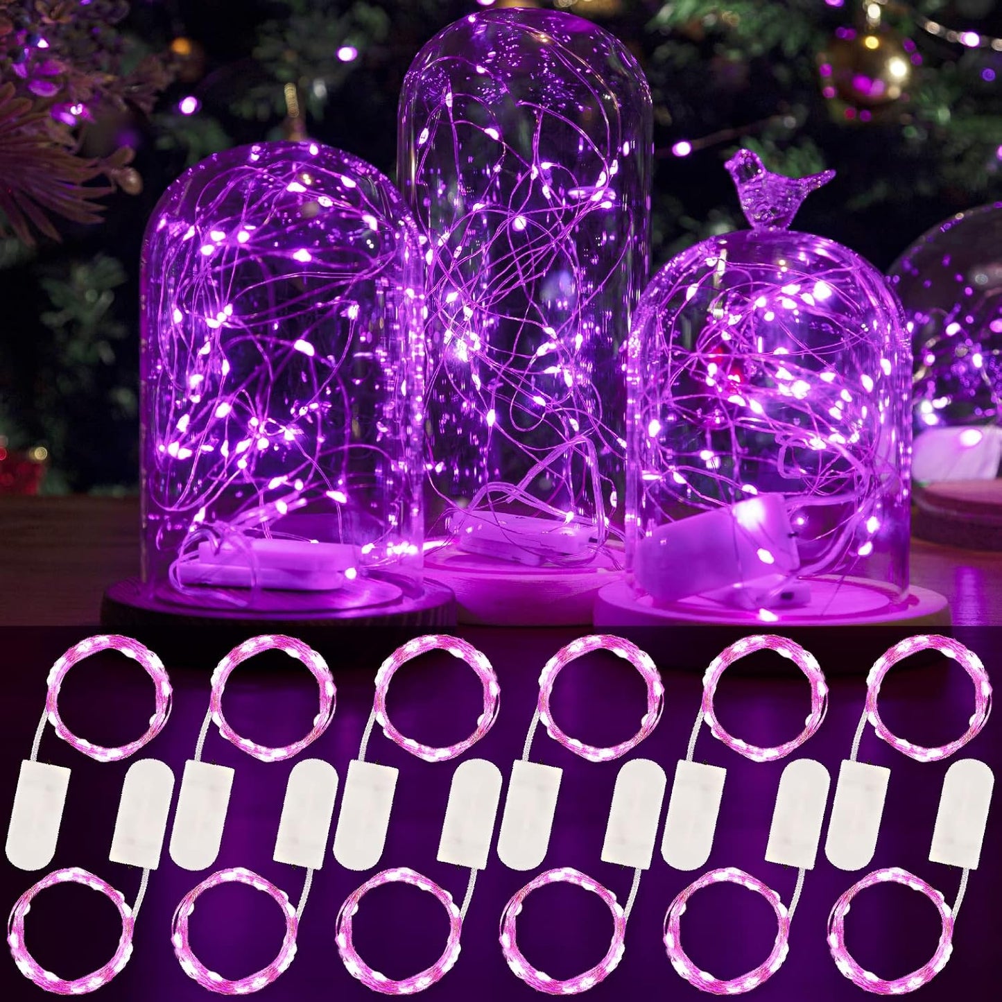 HXWEIYE 12 Pack 7ft 20LED Pink Fairy Lights Battery Operated for Mason Jar DIY Wedding Party Bedroom Patio Christmas Décor