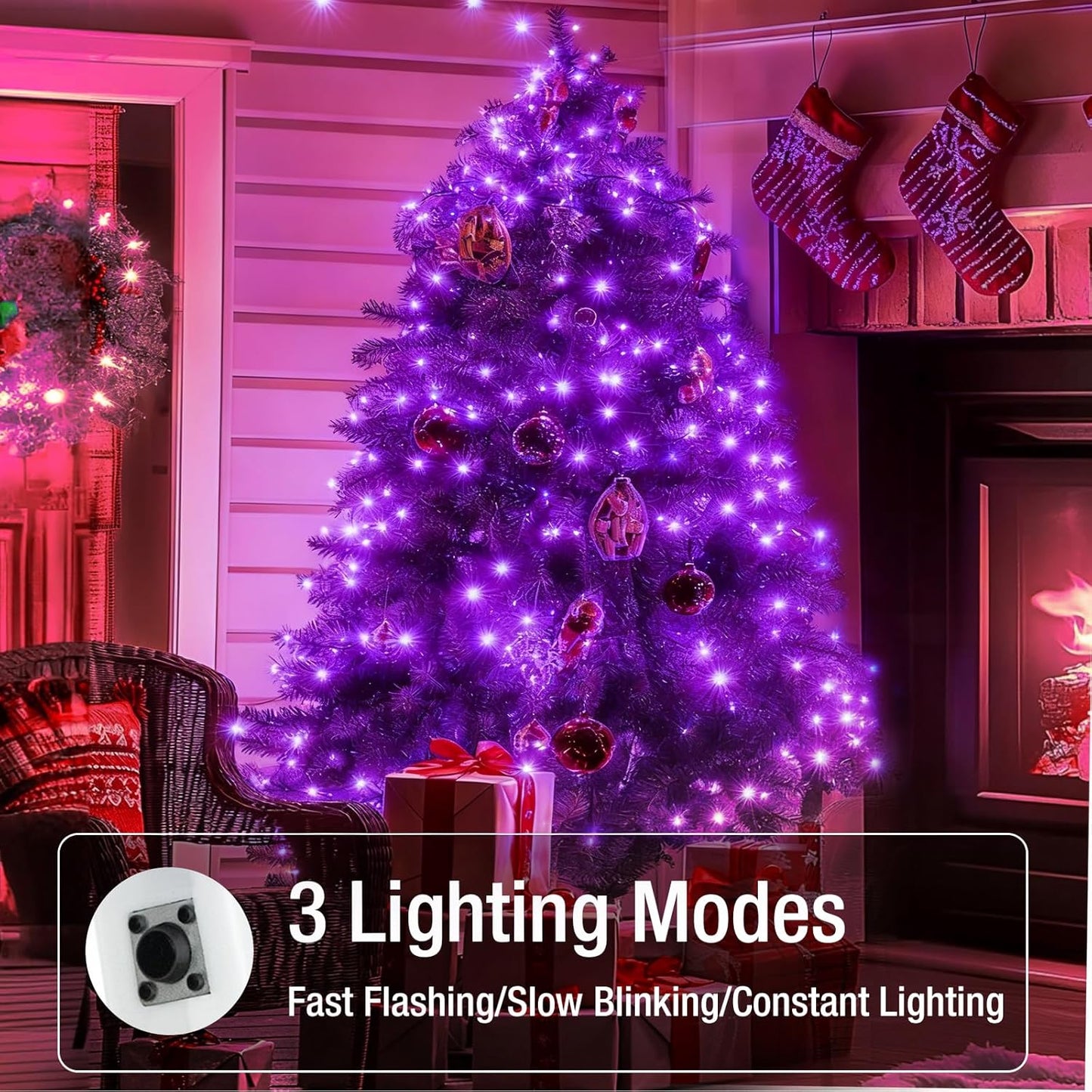 6 Pack Fairy Lights Battery Operated - 7ft 20 Led Twinkle Lights 3 Modes, Bulk Mini String Lights Waterproof for Halloween Holiday Mason Jars Vases DIY Decoration Christmas-Purple