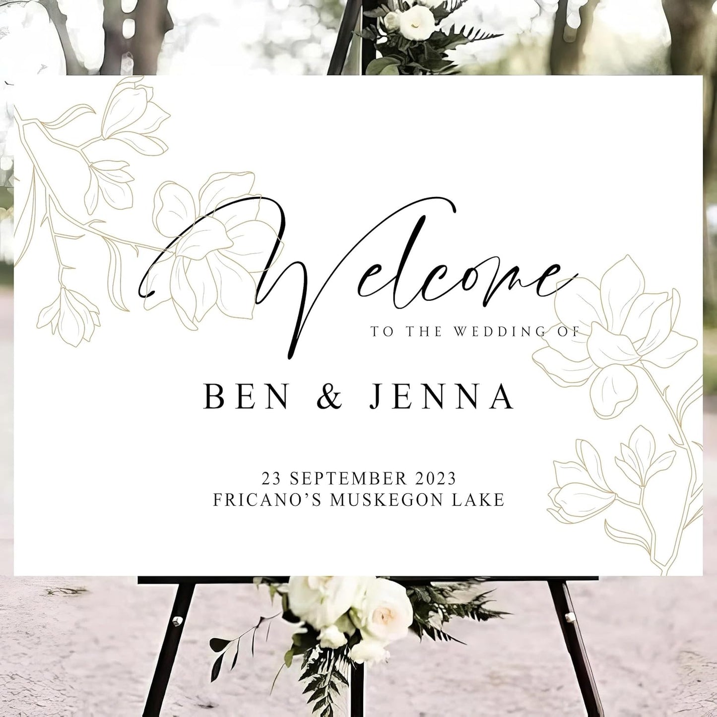 Personalized Wedding Welcome Sign Foliage Print Entrance Wedding Décor