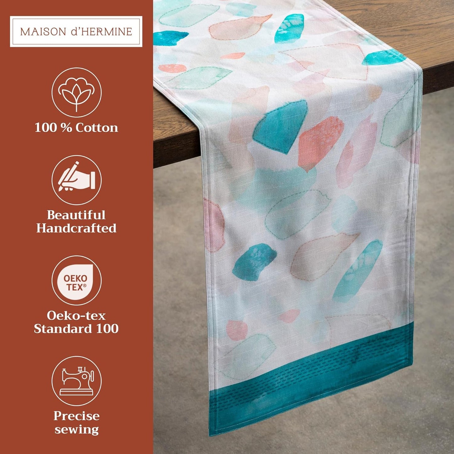 Maison d' Hermine Table Runner 100% Cotton Double Layer Table Runners 72 inches Long Decorative for Home Kitchen Dining Party Wedding Bridal Shower Spring Summer (Summer Picnic, 14.50" x 72")